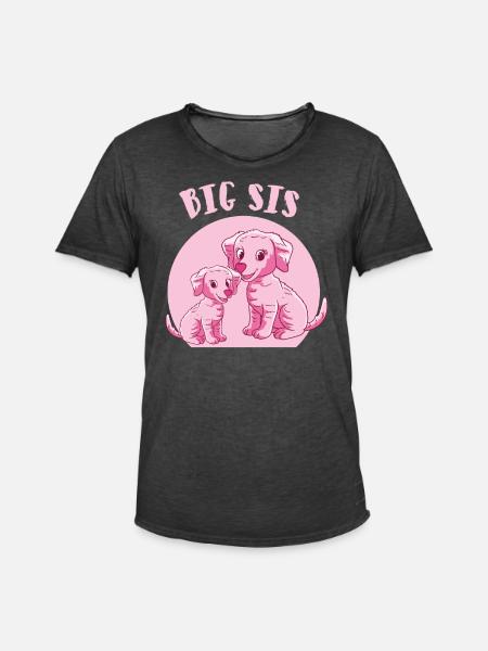 große Schwester Hunde - Männer Vintage T-Shirt - Vintage Schwarz