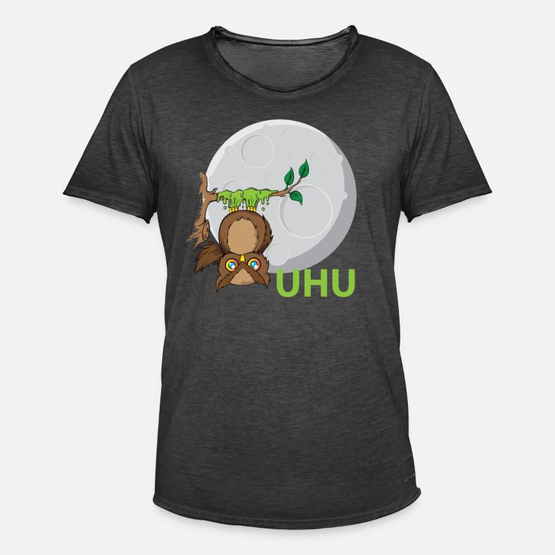 Uhu Eule Vogel Kleber - Männer Vintage T-Shirt - Vintage Schwarz