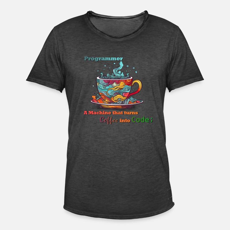 Programmer - Coffee into Code - Men's Vintage T-Shirt - washed black