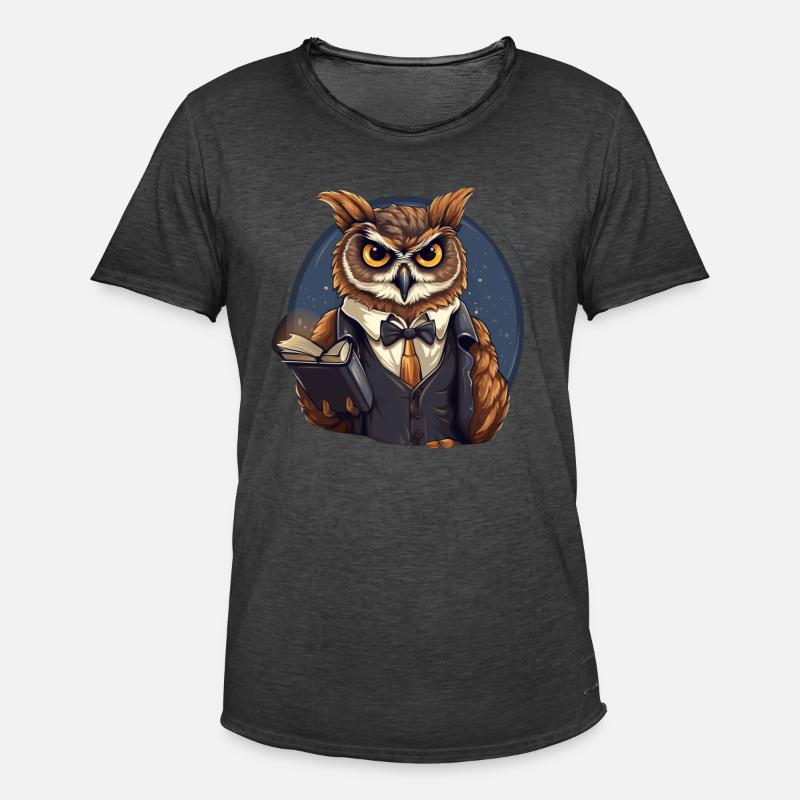 Lehrer Eule mit Buch - Männer Vintage T-Shirt - Vintage Schwarz
