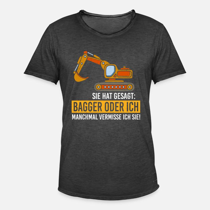 Bagger oder ich - Männer Vintage T-Shirt - Vintage Schwarz