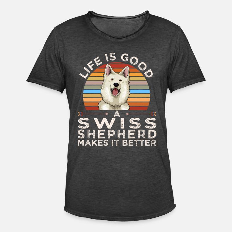 Weißer Schweizer Schäferhund Geschenk - Männer Vintage T-Shirt - Vintage Schwarz