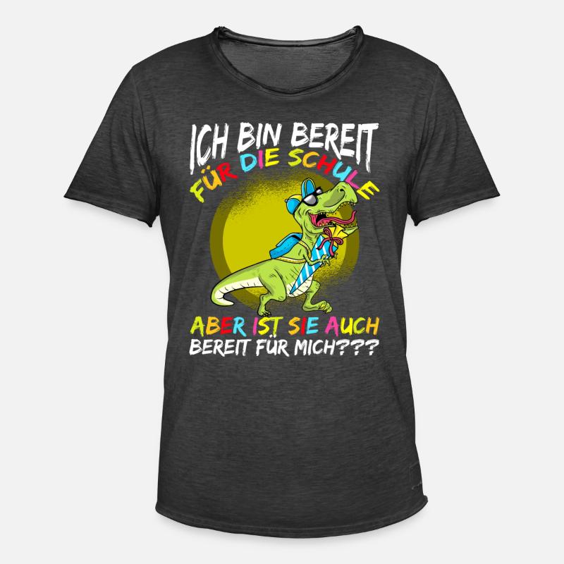 Schulkind Einschulung mit Dinosaurier - Männer Vintage T-Shirt - Vintage Schwarz