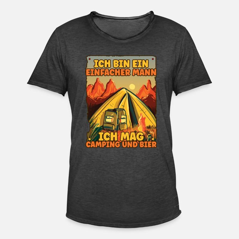 Ich Bin Ein Einfacher Mann Ich Mag Camping Bier - Männer Vintage T-Shirt - Vintage Schwarz