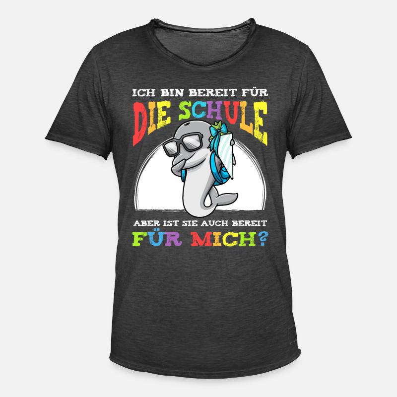 Schulkind Einschulung Delfin - Männer Vintage T-Shirt - Vintage Schwarz