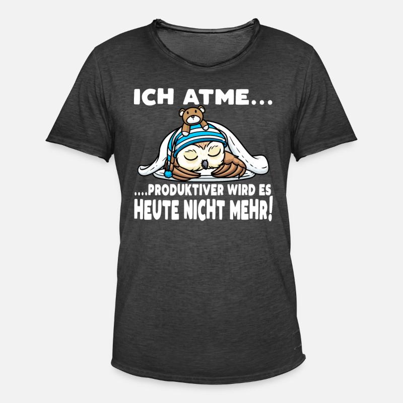 Schlummernde Eule Mit Kuscheltier Schlaf - Männer Vintage T-Shirt - Vintage Schwarz