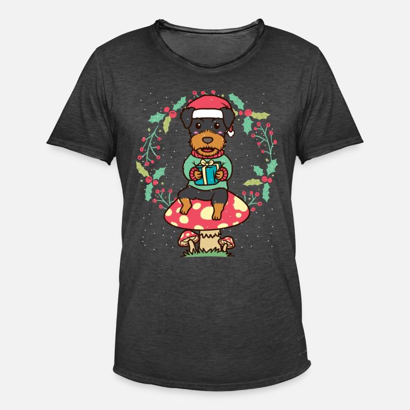 Deutsche Jagdterrier Hund Weihnachtskranz - Männer Vintage T-Shirt - Vintage Schwarz