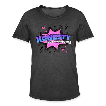 Honesty is my superpower trait - Men's Vintage T-Shirt - washed black - Front - Jose (178cm)
