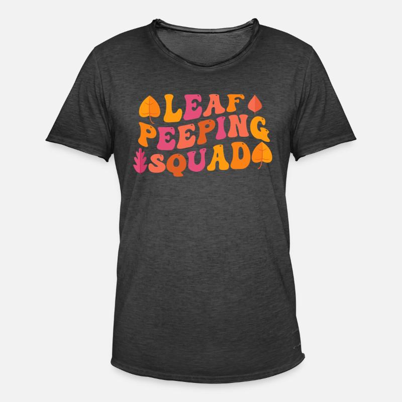 Blattpeeper Herbst Laub Herbst Peeper - Männer Vintage T-Shirt - Vintage Schwarz