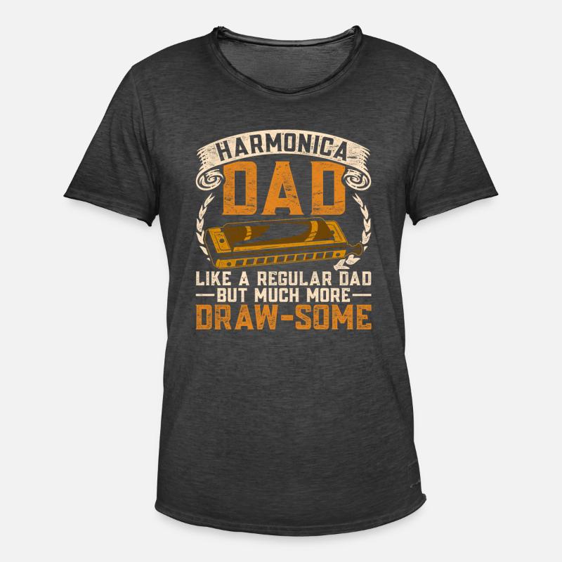 Harmonica, harmonica player, father - Men's Vintage T-Shirt - washed black