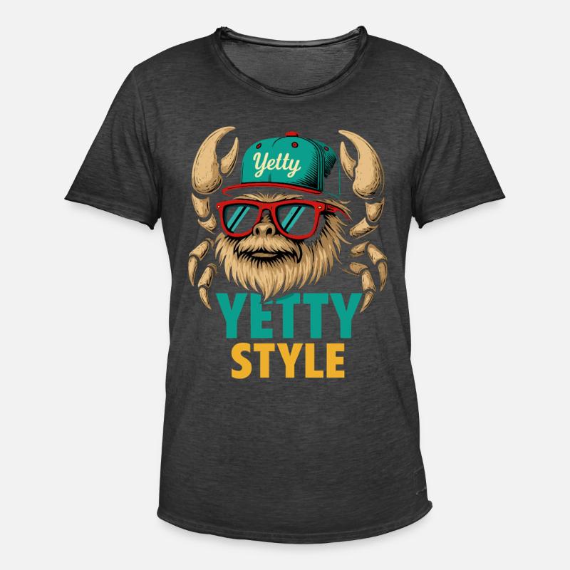 Yetty Style Yeti Graphic - Männer Vintage T-Shirt - Vintage Schwarz