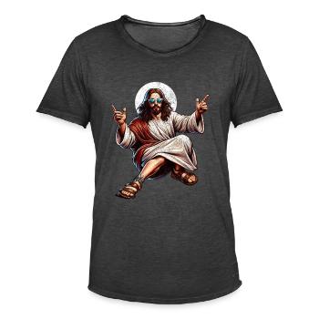 Tanzen Jesus Break Dancing Jesus Lustig Jesus t - Männer Vintage T-Shirt - Vintage Schwarz - Vorne - Jose (178cm)