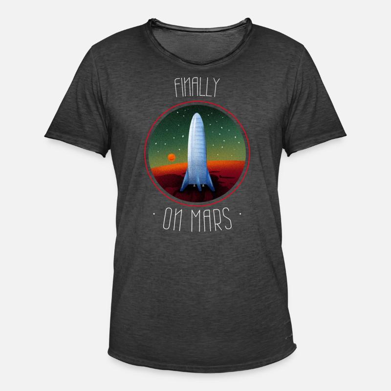 FINALLY ON MARS - Männer Vintage T-Shirt - Vintage Schwarz