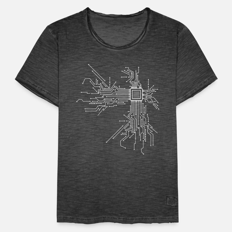Circuit imprimé à puce avec conception d'ordinateur CPU T-shirt vintage Homme