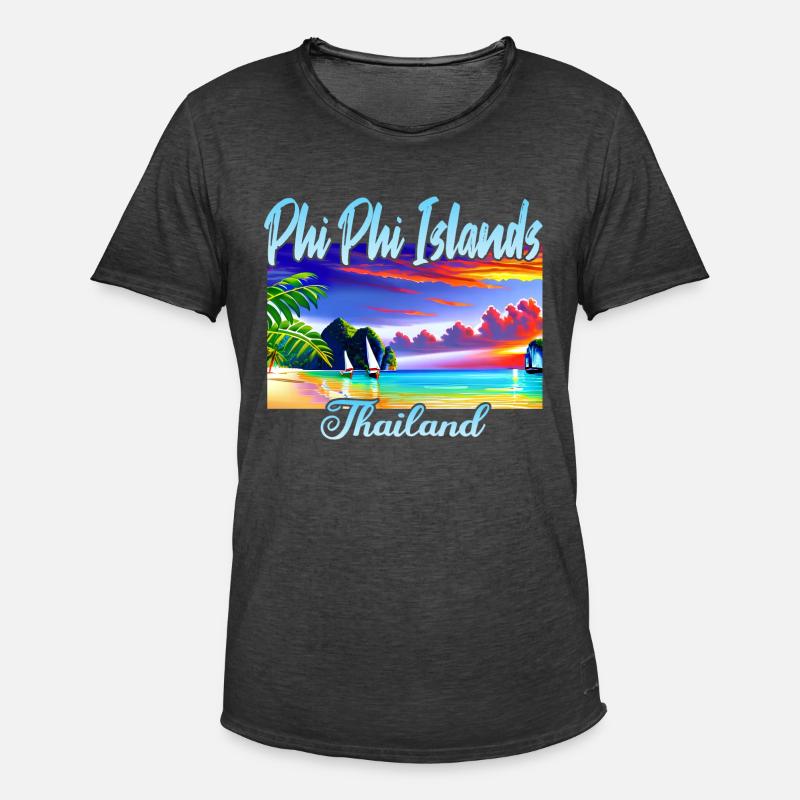 Phi Phi Island Thailand - Männer Vintage T-Shirt - Vintage Schwarz