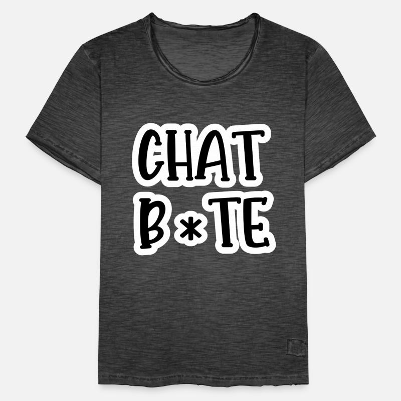 chat bite T-shirt vintage Homme