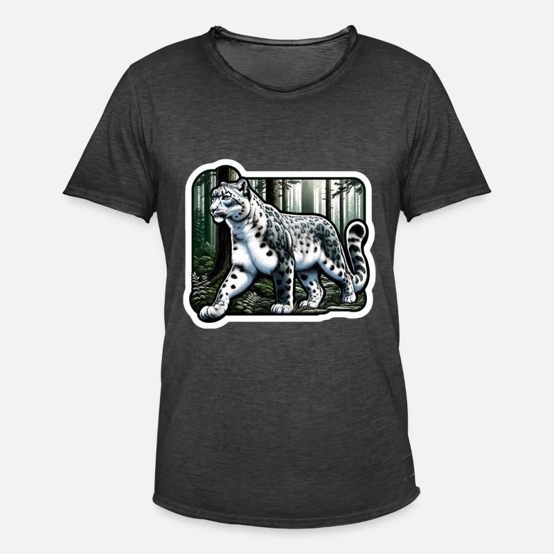Snow Leopard Leopard White Leopard - Men's Vintage T-Shirt - washed black