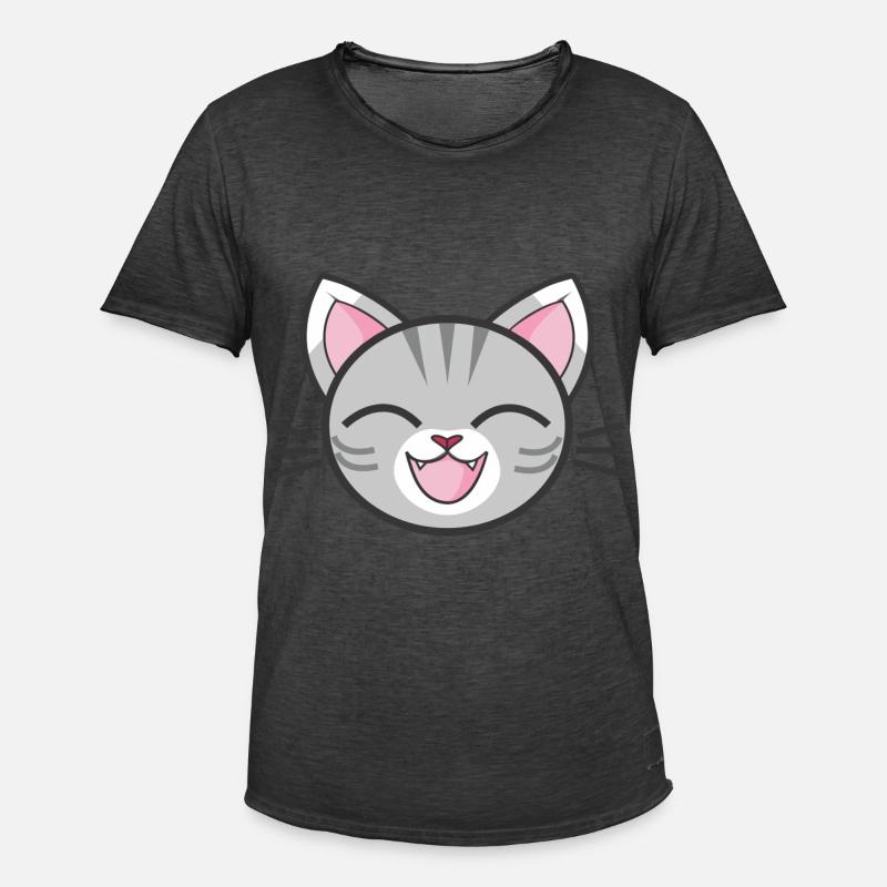Lachende Katze - Männer Vintage T-Shirt - Vintage Schwarz