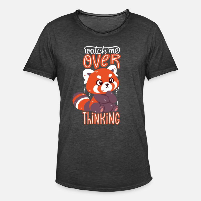 Overthinking Red Panda - Männer Vintage T-Shirt - Vintage Schwarz