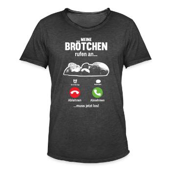 Meine Brötchen rufen an lustiges Bäcker Spruch - Männer Vintage T-Shirt - Vintage Schwarz - Vorne