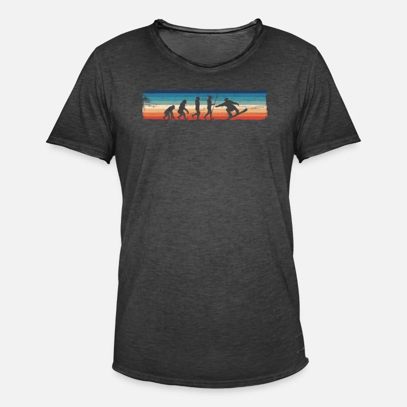 Retro Snowboard Evolution - Lustiges - Männer Vintage T-Shirt - Vintage Schwarz