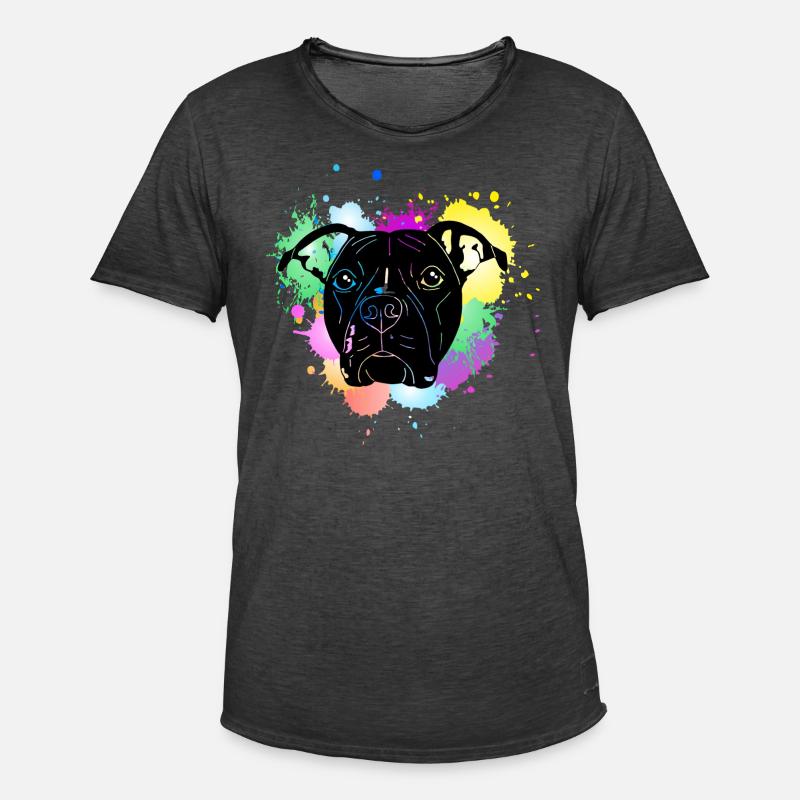 Pitbull Terrier mit Splash - Männer Vintage T-Shirt - Vintage Schwarz