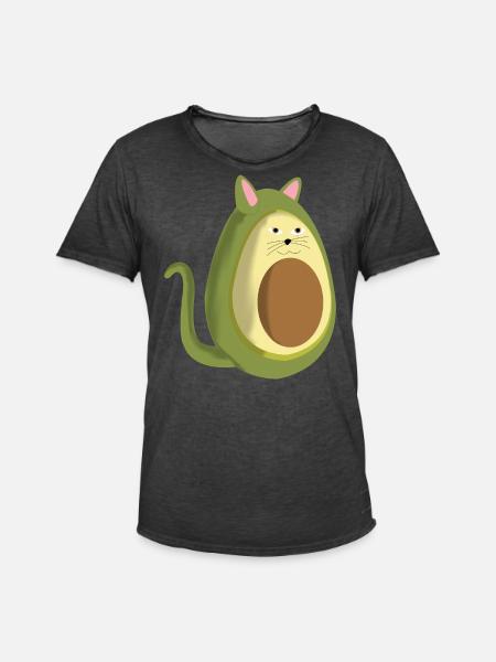 Avocado cat - Men's Vintage T-Shirt - washed black