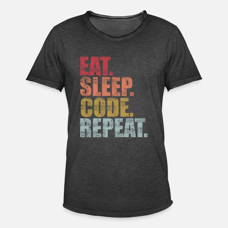Eat Sleep Code Repeat - Männer Vintage T-Shirt - Vintage Schwarz