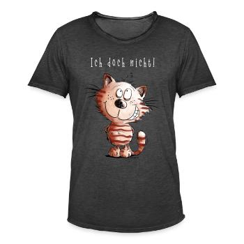 Je ne chat pas je chat motif BD cadeau - T-shirt vintage Homme - noir vintage - Devant - Jose (178cm)