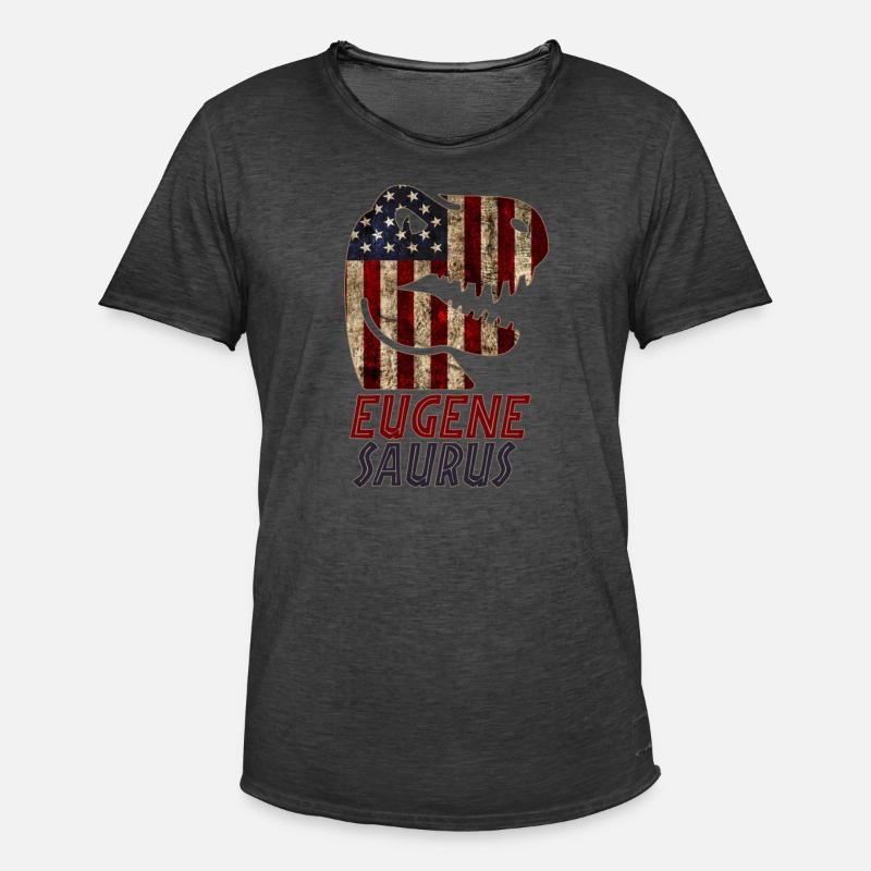 Patriotic Eugene Dinosaur Eugenesaurus - Men's Vintage T-Shirt - washed black