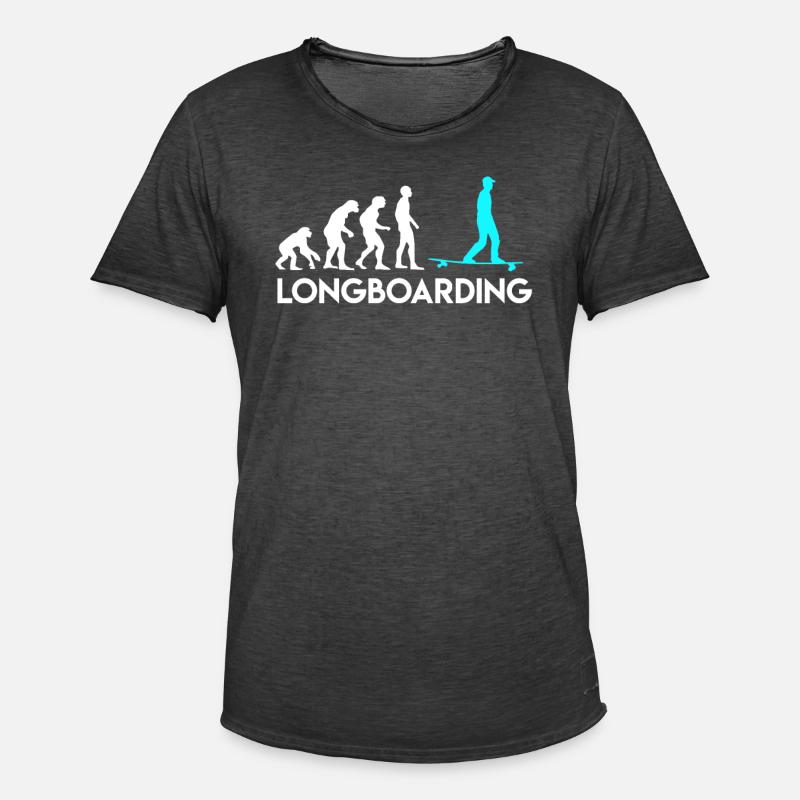 Affe Mensch Longboarder Evolution Entwicklung - Männer Vintage T-Shirt - Vintage Schwarz