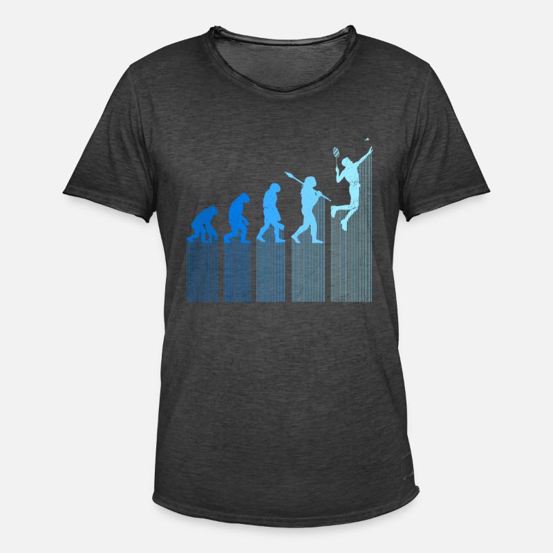 Badmintonspieler Evolution Affe Mensch Entwicklung - Männer Vintage T-Shirt - Vintage Schwarz