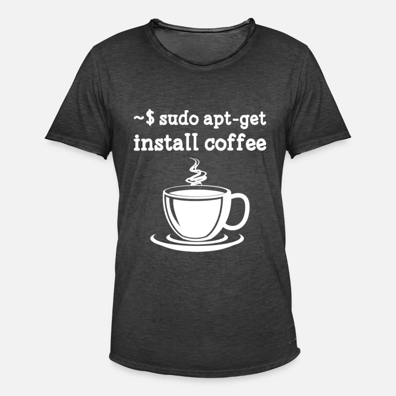 Sudo apt-get installer coffee linux - T-shirt vintage Homme - noir vintage