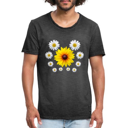 Sonnenhut Blume mit Margeriten Blüte Gänseblümchen - Männer Vintage T-Shirt