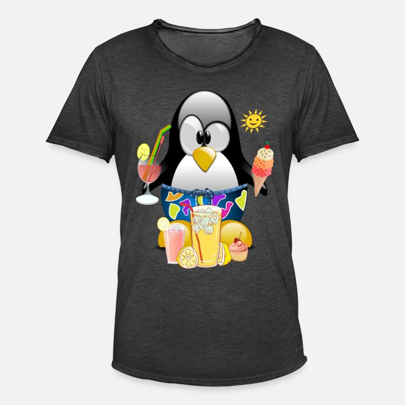 Pinguin, Eiscreme - Männer Vintage T-Shirt - Vintage Schwarz
