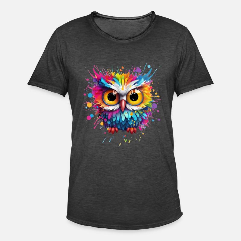 BUNTE EULE - Männer Vintage T-Shirt - Vintage Schwarz
