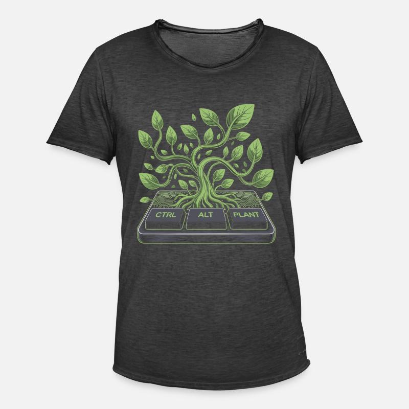 ctrl alt plant garden design - Men's Vintage T-Shirt - washed black