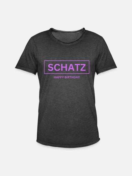 Schatz Happy Birthday - Männer Vintage T-Shirt - Vintage Schwarz