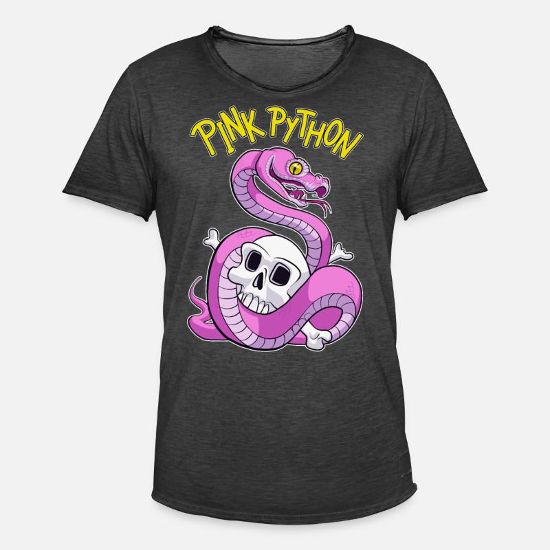 Pink Python - Männer Vintage T-Shirt - Vintage Schwarz