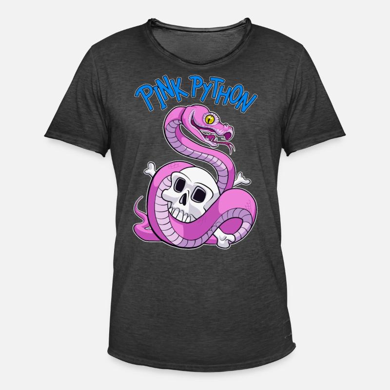 Pink Python (Blue) - Men's Vintage T-Shirt - washed black