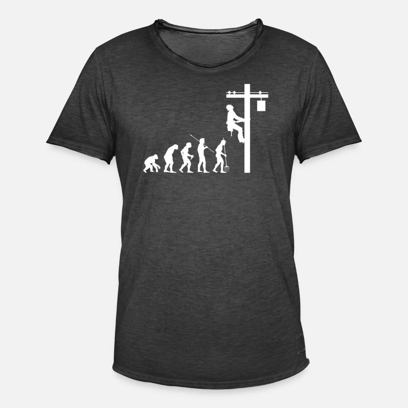 Evolution Elektriker - Männer Vintage T-Shirt - Vintage Schwarz