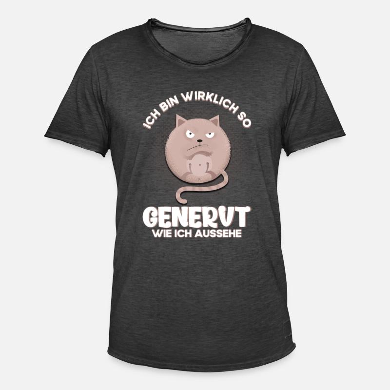 Genervt Katze Grumpy Geschenk - Männer Vintage T-Shirt - Vintage Schwarz