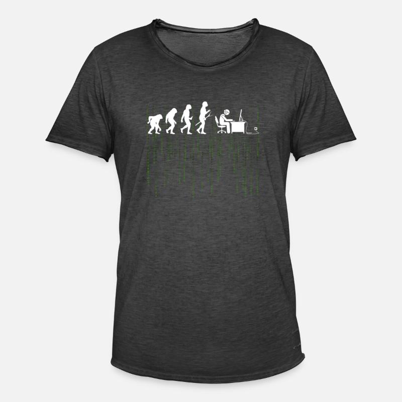 Evolution Computer Enticklung BrushIng Gift - Men's Vintage T-Shirt - washed black