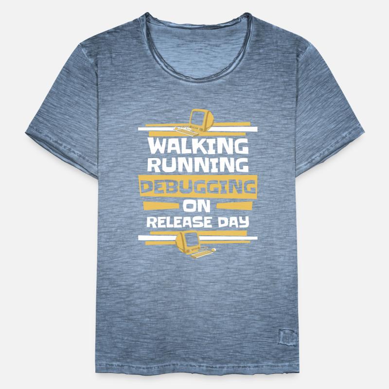 Walking Running Debugging Release Day Coder Männer Vintage T-Shirt