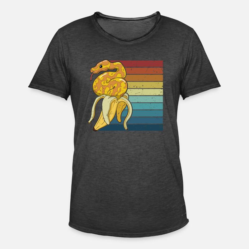 Retro Python Schlange Schuppenkriechtiere Banana - Männer Vintage T-Shirt - Vintage Schwarz