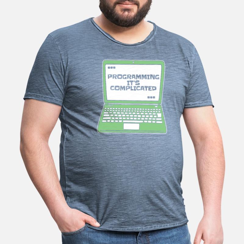 Programming It's Complicated Developer Coder Men's Vintage T-Shirt
