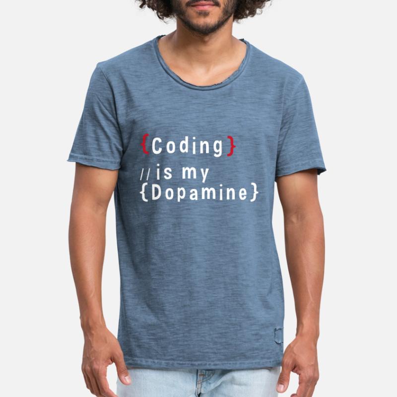 Funny Coding Is My Dopamine Coder Men's Vintage T-Shirt