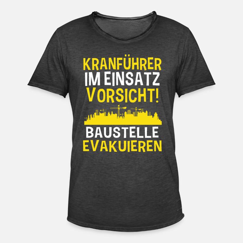 Kranführer Im Einsatz Kranfahrer Baustelle - Männer Vintage T-Shirt - Vintage Schwarz