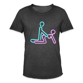 neon LOVE - Männer Vintage T-Shirt - Vintage Schwarz - Vorne - Jose (178cm)