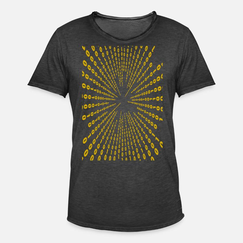 Binary code (yellow) - Men's Vintage T-Shirt - washed black